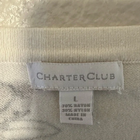 Charter Club Floral Sweater Blouse in Cream Brown Black - Picture 7 of 8